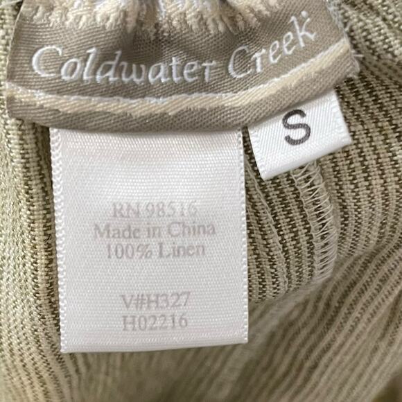 Coldwater Creek Linen Knee Length Skirt Women's S Green Tan Academia Striped Y2K - Picture 11 of 11